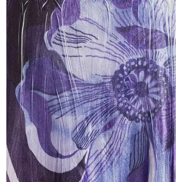 NEW Komarov V-Neck 3/4 Bell Sleeve Floral Print Mixed Media Aline Midi Dress - Picture 5 of 14